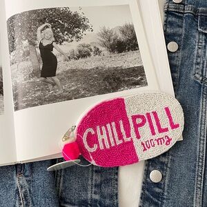Chill pill Coin Pouch Seed Bead Coin Pouch pink Beaded Coin Bag Purse Handmade